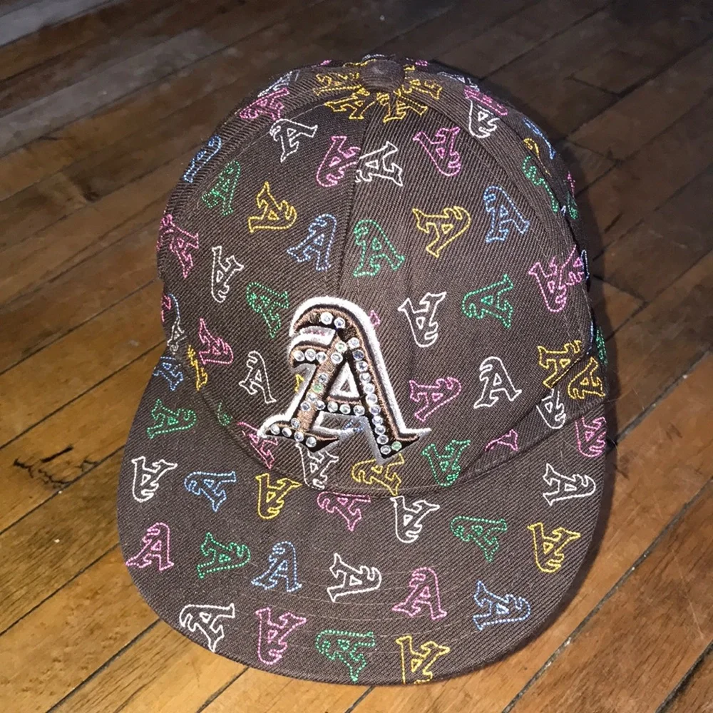 Brown Multicolor 'A' AtlantaEmbroidered Baseball Cap